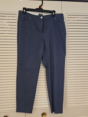 Soho Slate Blue Ankle-Length Straight Pants